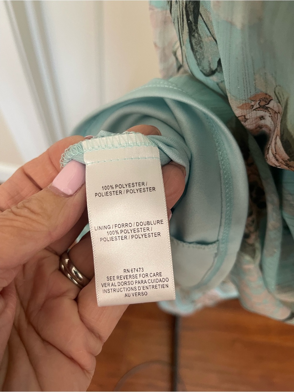 Danny & Nicole Aqua Floral High-Low Wrap Dress - Picture 10 of 16